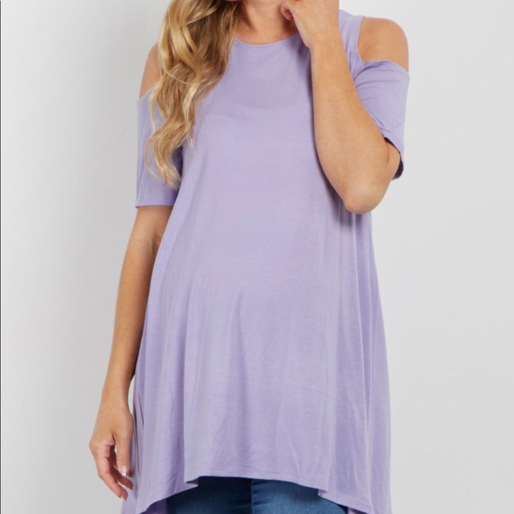 PinkBlush Maternity Lavender Basic Cold Shoulder